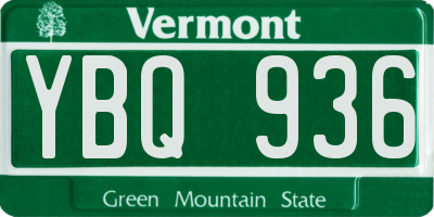 VT license plate YBQ936