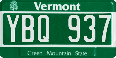 VT license plate YBQ937