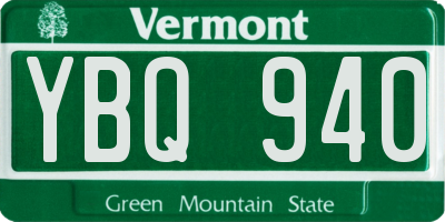 VT license plate YBQ940