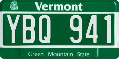 VT license plate YBQ941