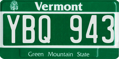 VT license plate YBQ943