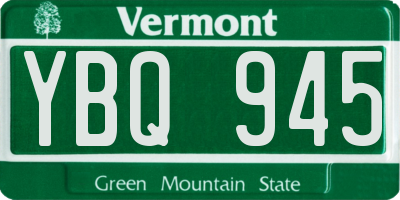 VT license plate YBQ945