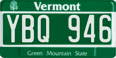 VT license plate YBQ946