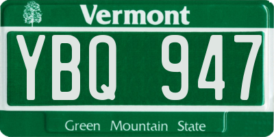 VT license plate YBQ947
