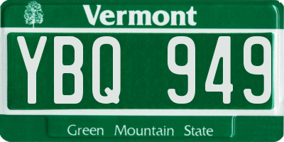 VT license plate YBQ949