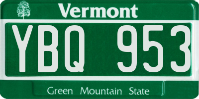 VT license plate YBQ953