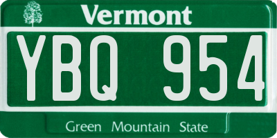 VT license plate YBQ954