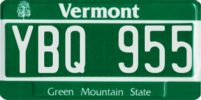 VT license plate YBQ955
