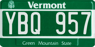 VT license plate YBQ957