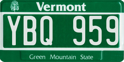 VT license plate YBQ959