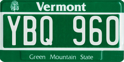 VT license plate YBQ960