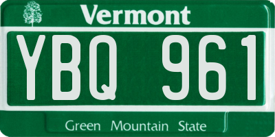 VT license plate YBQ961