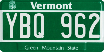 VT license plate YBQ962