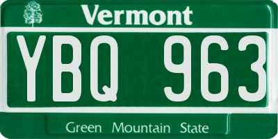 VT license plate YBQ963