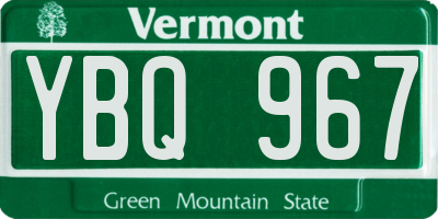 VT license plate YBQ967