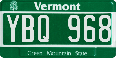 VT license plate YBQ968