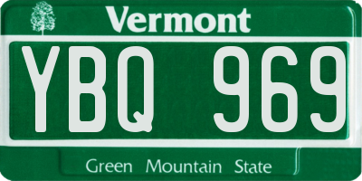 VT license plate YBQ969