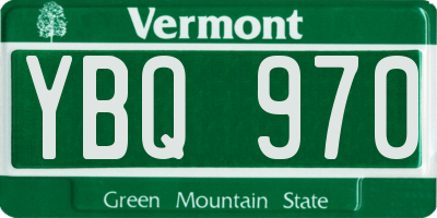 VT license plate YBQ970