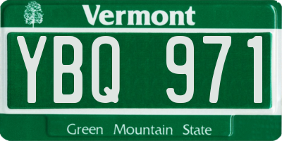 VT license plate YBQ971