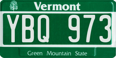 VT license plate YBQ973