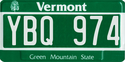 VT license plate YBQ974