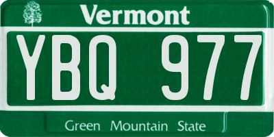 VT license plate YBQ977