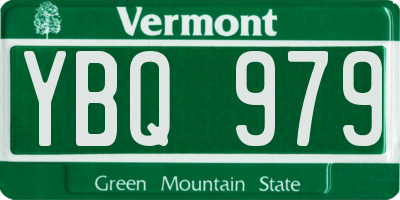 VT license plate YBQ979