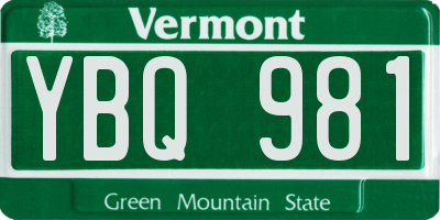 VT license plate YBQ981
