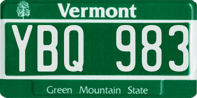 VT license plate YBQ983
