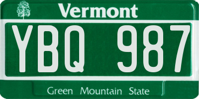 VT license plate YBQ987