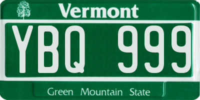 VT license plate YBQ999