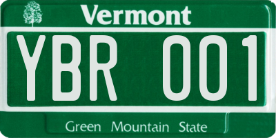 VT license plate YBR001