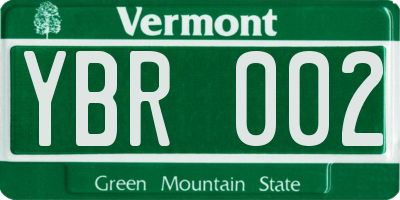 VT license plate YBR002