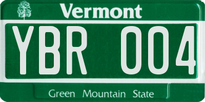 VT license plate YBR004
