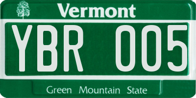 VT license plate YBR005