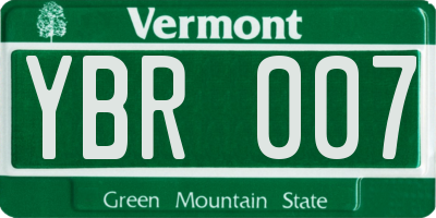 VT license plate YBR007
