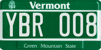 VT license plate YBR008