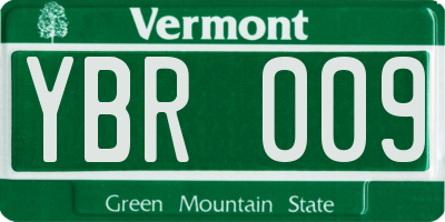VT license plate YBR009