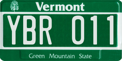 VT license plate YBR011