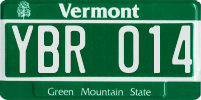 VT license plate YBR014
