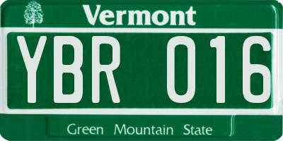 VT license plate YBR016