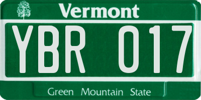 VT license plate YBR017