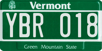VT license plate YBR018