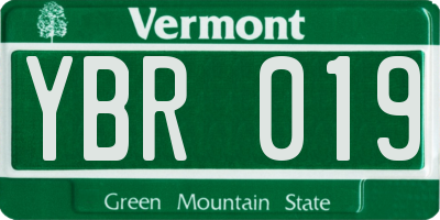VT license plate YBR019