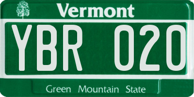 VT license plate YBR020