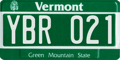 VT license plate YBR021