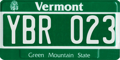 VT license plate YBR023
