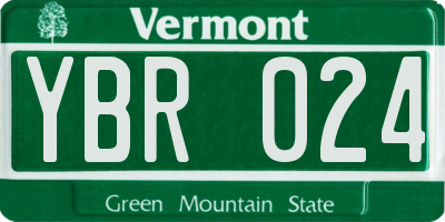 VT license plate YBR024