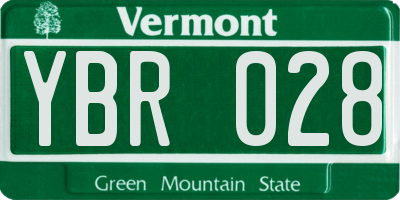 VT license plate YBR028