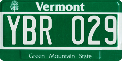 VT license plate YBR029